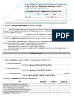 Escolinha Portuguesa - Ficha de Avaliação Formativa de Português - Revisões - 5º Ano