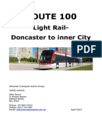 Route 100 Light Rail - Doncaster To Inner City by Victorian Transport Action Group (VTAG) Version 2