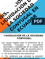 Disolución y Liquidación de La Sociedad Conyugal en El Ecuador