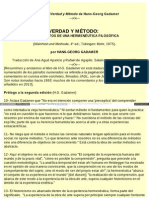 Notas Sobre Verdad y Metodo de Hans-Georg Gadamer