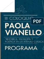 III Coloquio Paola Vianello "Retórica, Filosofía y Política en La Atenas Clásica" (Programa)