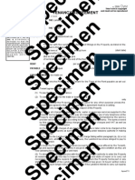 Specimen Specimen: Tenancy Agreement