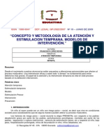 Concepto y Metodologia de La Atencion Tempran y La Estimulacion Temprana