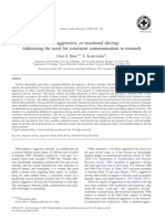 Risky, Aggressive, or Emotional Driving: Addressing The Need For Consistent Communication in Research