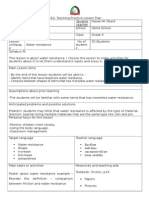 Lesson Plan (Water Resistance)