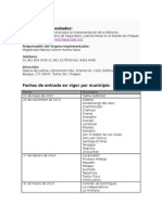 Calendario de La Entrada en Vigor Del Nuevo Sistema Penal en CHIAPAS