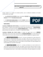 Minuta de Constitucion Simultanea de Sociedad Anonima Abierta Con Aporte en Efectivo