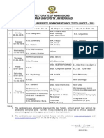 OUCET - 2015 Schedule of Tests 01.06.2015