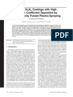 Dense Si N Coatings With High Friction Coefficient Deposited by High-Velocity Pulsed Plasma Spraying