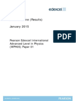 Mark Scheme (Results) January 2015: Pearson Edexcel International Advanced Level in Physics (WPH05) Paper 01