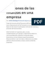 Funciones de Las Finanzas en Una Empresa