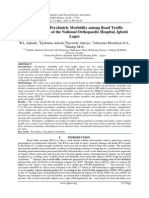 Prevalence of Psychiatric Morbidity Among Road Traffic Accident Victims at The National Orthopaedic Hospital, Igbobi Lagos