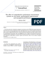 The Effect of Comprehensive Performance Measurement Systems On Role Clarity Psychological Empowerment and Managerial Performance 2008 Accounting Organ