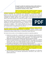 Fabricacion de Papel A Partir de Materias Primas Alternativas A Las Convencionales