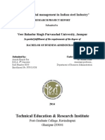 Technical Education & Research Institute: "Working Capital Management in Indian Steel Industry"