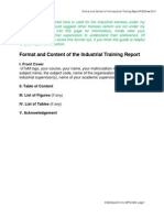 Format For The Industrial Training Report