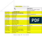 Date Holiday Applicable To: Public National Holidays and State Holidays