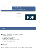 Math 38 Mathematical Analysis III: I. F. Evidente