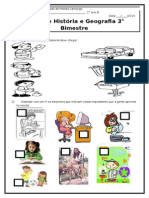 Prova de História e Geografia 2° Ano 3° Bimestre