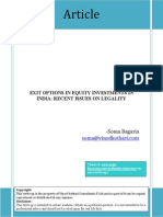 Exit Options in Equity Investments in India Recent Issues On Legality