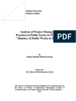 Analysis of Project Management Practices in Public Sector in West Bank Ministry of Public Works Housing