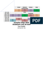 Assumption College, Makati Intermediate Level Art Room: Class Schedule