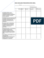 Rubrica para Evaluar Presentacion Oral