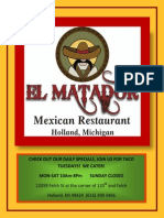 El Matador Menu