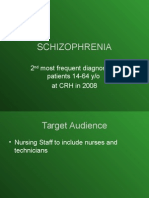 Schizophrenia: 2 Most Frequent Diagnosis of Patients 14-64 Y/o at CRH in 2008