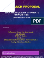 Research Proposal: Education Quality of Private Universities in Bangladesh