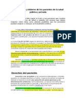 Los Derechos y Deberes de Los Pacientes de La Salud Pública y Privada