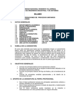 Operaciones de Procesos Unitarios (Syllabus)