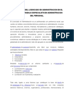 Participacion Del Licenciado en Administracion en El Mercado de Trabajo Especialista en Administracion Del Personal.