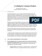 Precautionary Labeling For Consumer Products