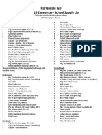 Harlandale 2015-2016 Elementary School Supply List