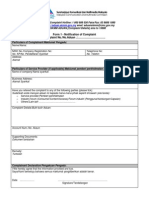 Form 1 - Notification of Complaint Complaint No./No - Aduan .