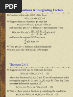 CH 2.6: Exact Equations & Integrating Factors: y y X N y X M