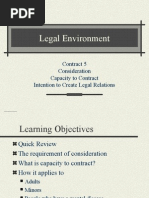 Legal Environment: Contract 5 Consideration Capacity To Contract Intention To Create Legal Relations