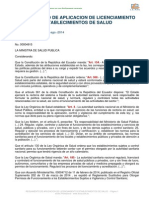 Reglamento de Aplicacion de Licenciamiento Establecimientos de Salud