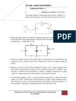 Ece 1001: Basic Electronics: Assignment Sheet - 1