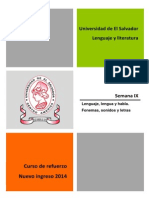 Material Semana 9 de (Lenguaje y Literatura) (Lenguaje, Lengua y Habla. Fonemas, Sonidos y Letras) Versión PDF