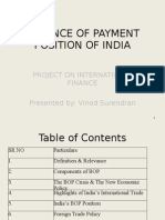 Balance of Payment Position of India