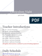 Curriculum Night: 4th Grade