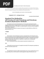 Standard Test Method For API Gravity of Crude Petroleum and Petroleum Products (Hydrometer Method)