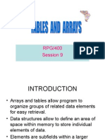 Session 9 Tables and Arrays