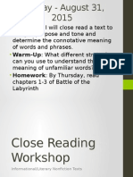 Close Reading Workshop 1