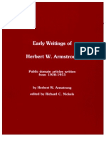 Early Writings of Herbert W. Armstrong Edited by R.C. Nickels