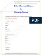 TCS Model Placement Paper By: Answers Are Given at The Bottom