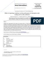 Effect of Operating Conditions On The Performance of Adsorption Solar Cooling Run by Solar Collectors