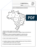 Prova de Geografia para o 5º Ano